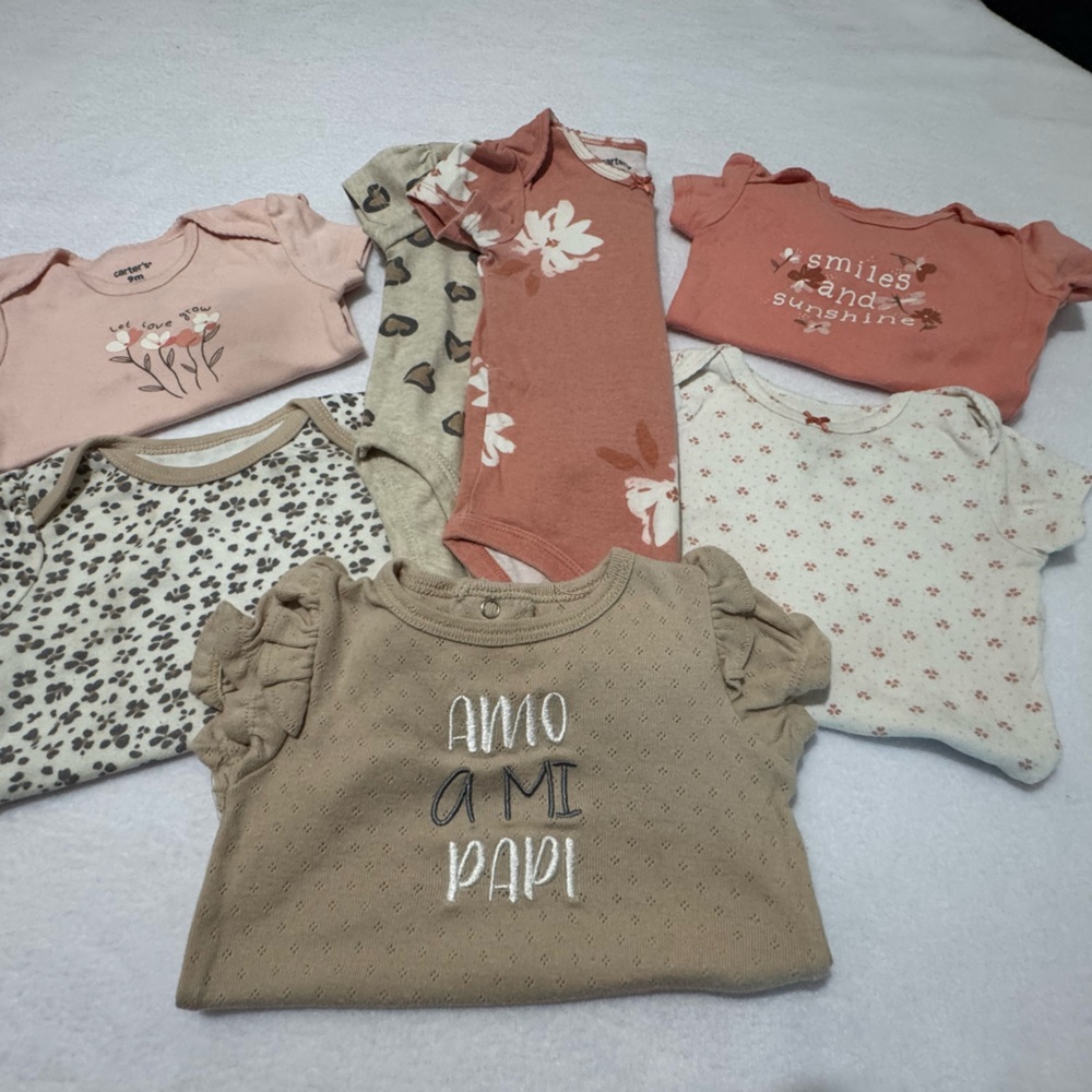 Carter's Baby Bodysuit Set in Pink and Tan (7 pices)
